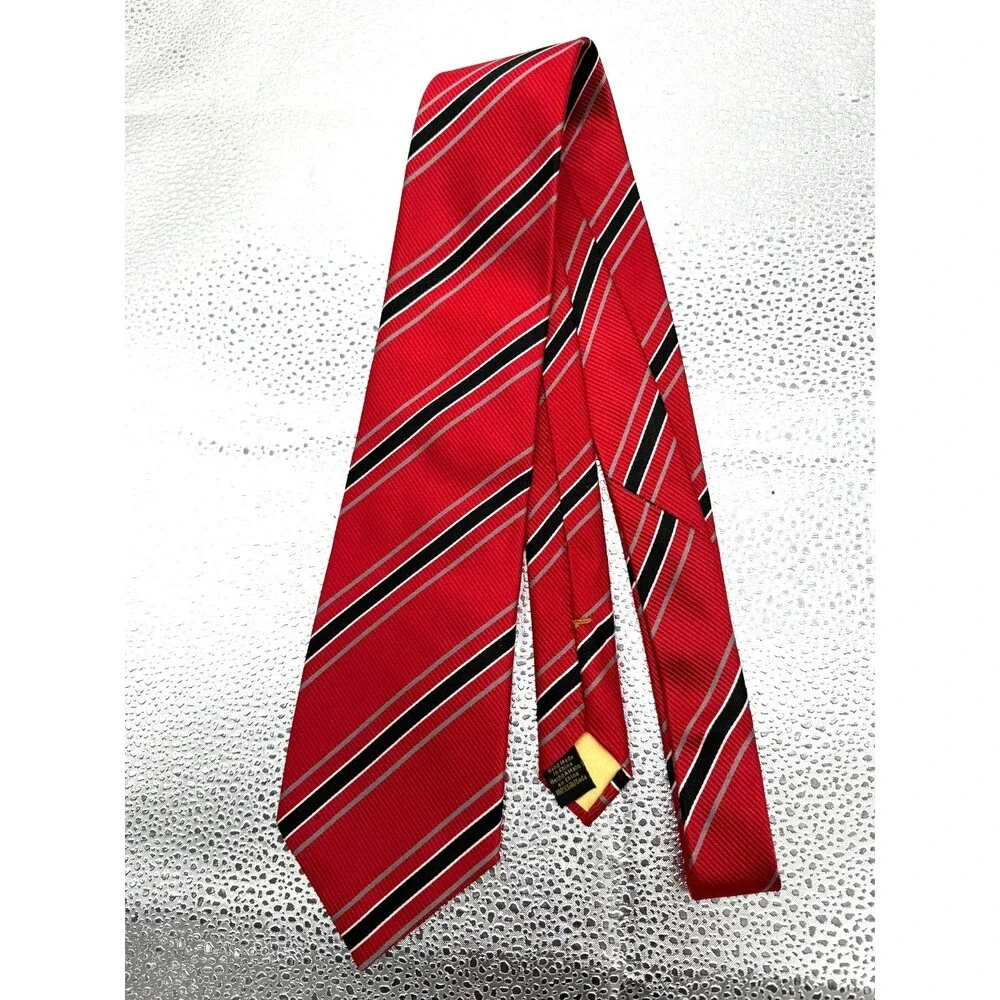 Donald Trump Signature Collection Red Silk Stripe Tie Black Silver American